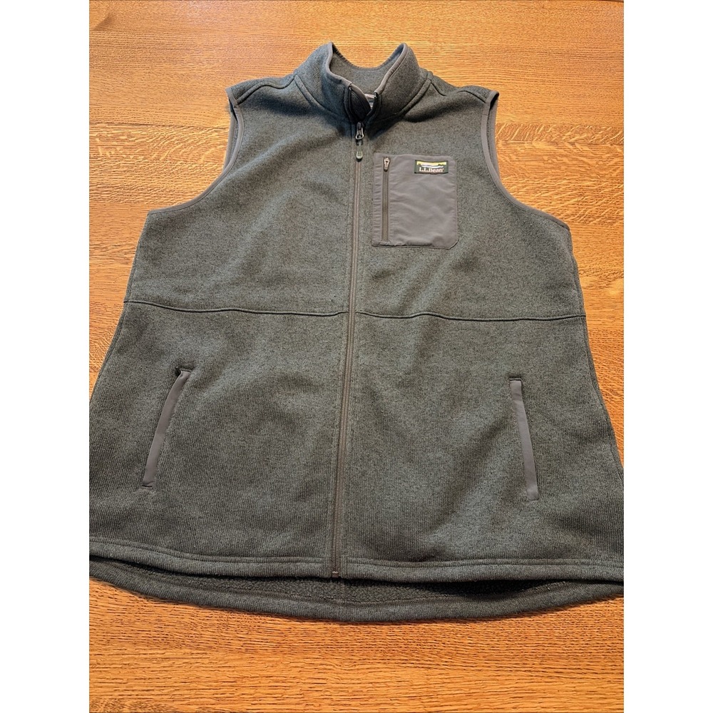 L.L Bean Sweater Fleece Long Vest Women's 2X Plus Olive Green Outdoor Hiking